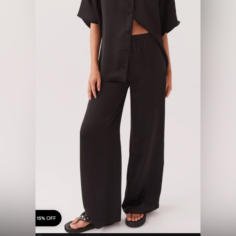 Palm Cove Satin Pants - Black